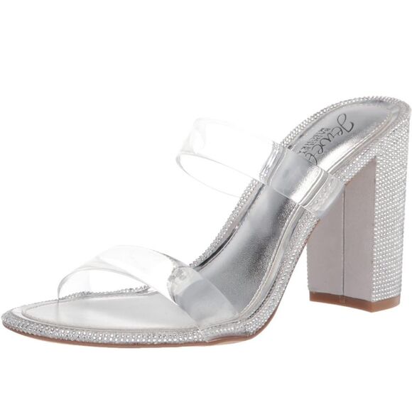 Jewel Badgley Mischka Lucero Block Heel Slide | Diamond-Studded Heels | size 7 - Picture 1 of 4